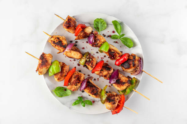 Chicken shish kebab<br>with sweet pepper carpaccio