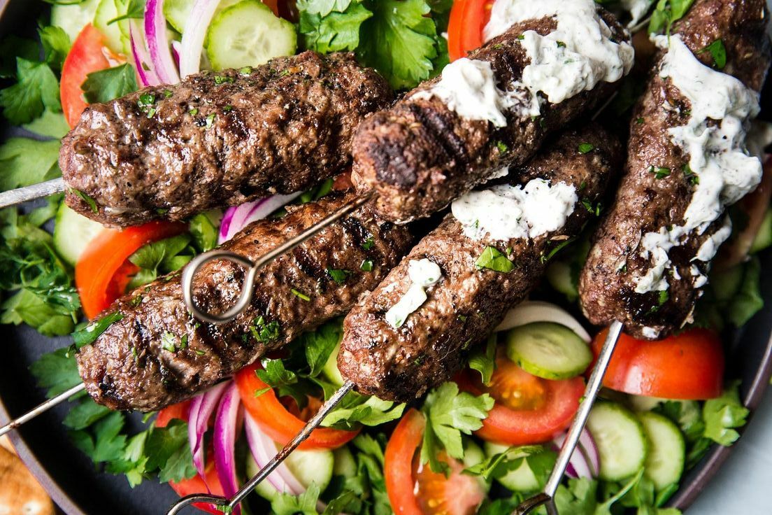 Lulah Kebab with Greek salad